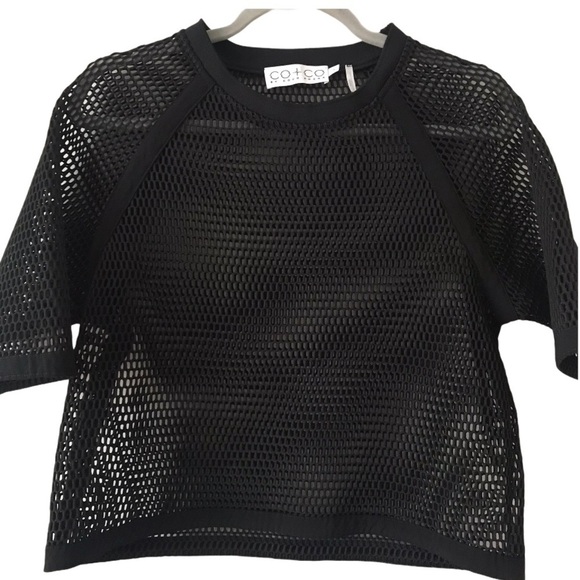 CO+CO By Coco Rocha Black Mesh Cropped Boxy Top - Picture 1 of 7